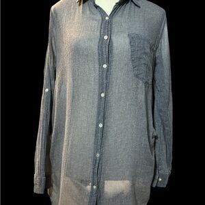 Elegant Blue Gray Button-Down Shirt for Women